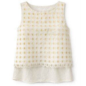 Ann Taylor Ivory Eyelet Sleeveless Lined Summer Blouse Size XS